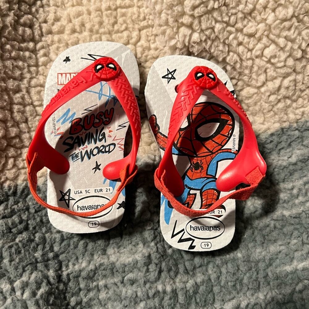 Havaianas Marvel Spider Man Toddler Sandals Size 5C EU 21 Flip Flops Red Kids